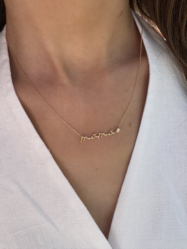 Cursive Solid Gold Mama Necklace - Armans Fine Jewellery