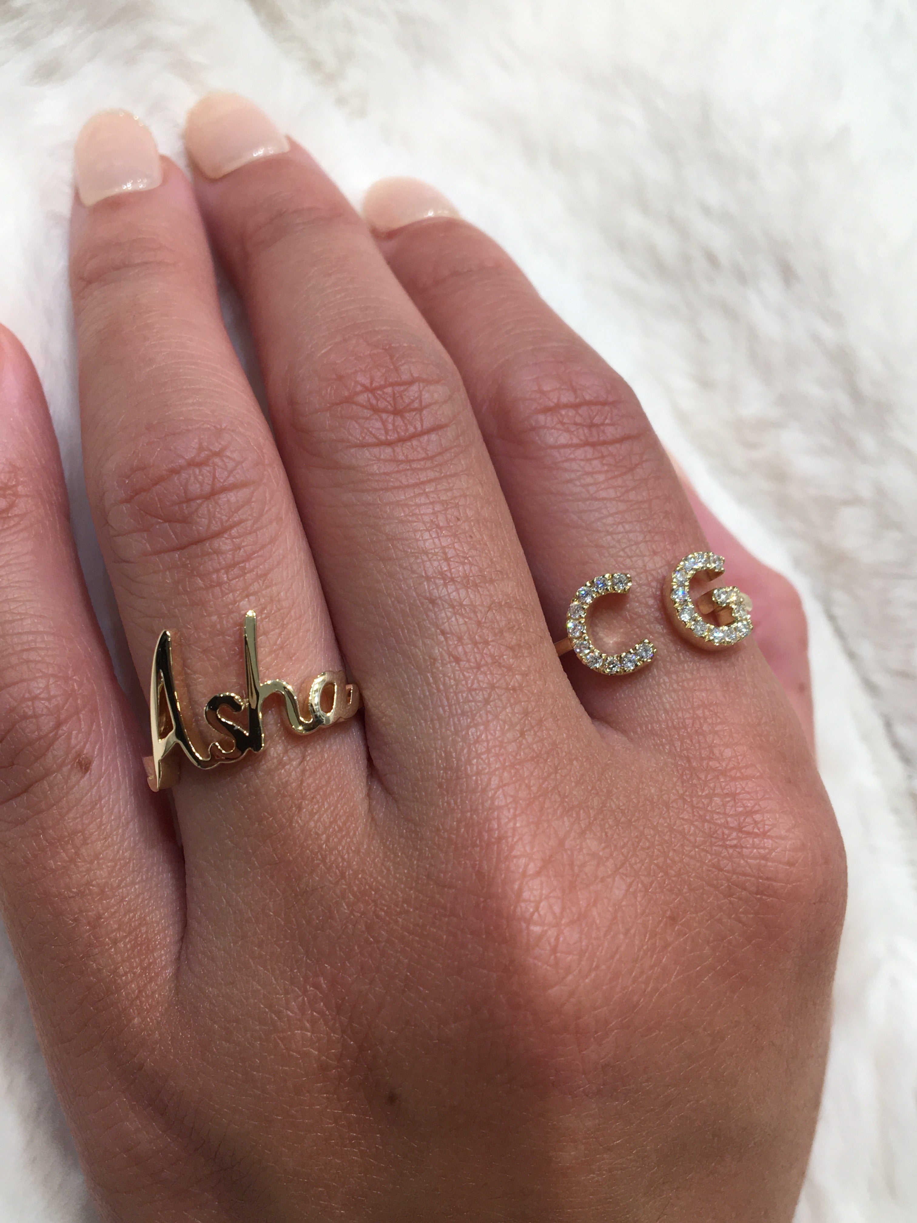 Doublet Initial Split Ring - Armans Fine Jewellery