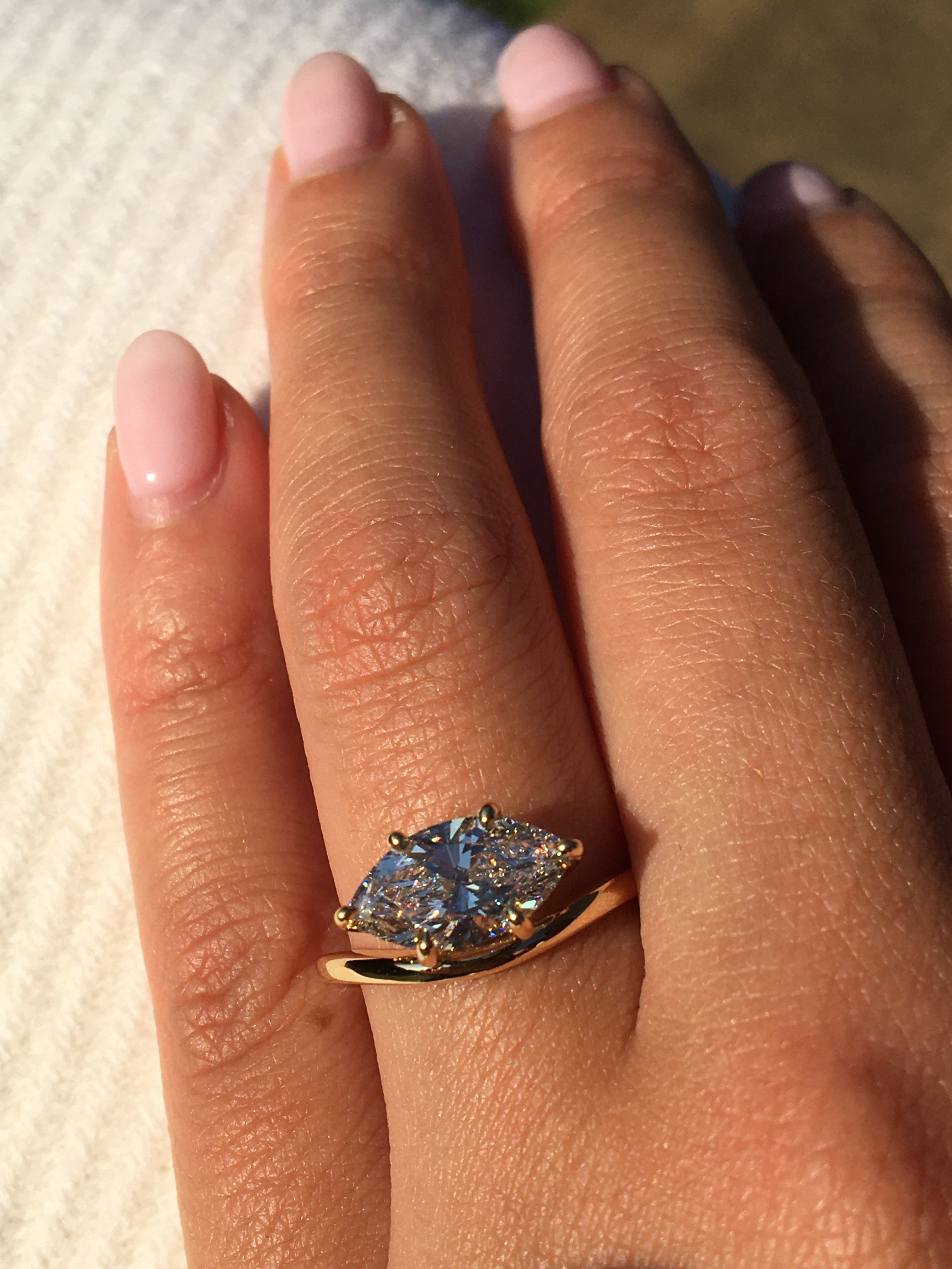 Curved Odyssey Marquise Cut Lab Grown Diamond Engagement Ring - Armans Fine Jewellery