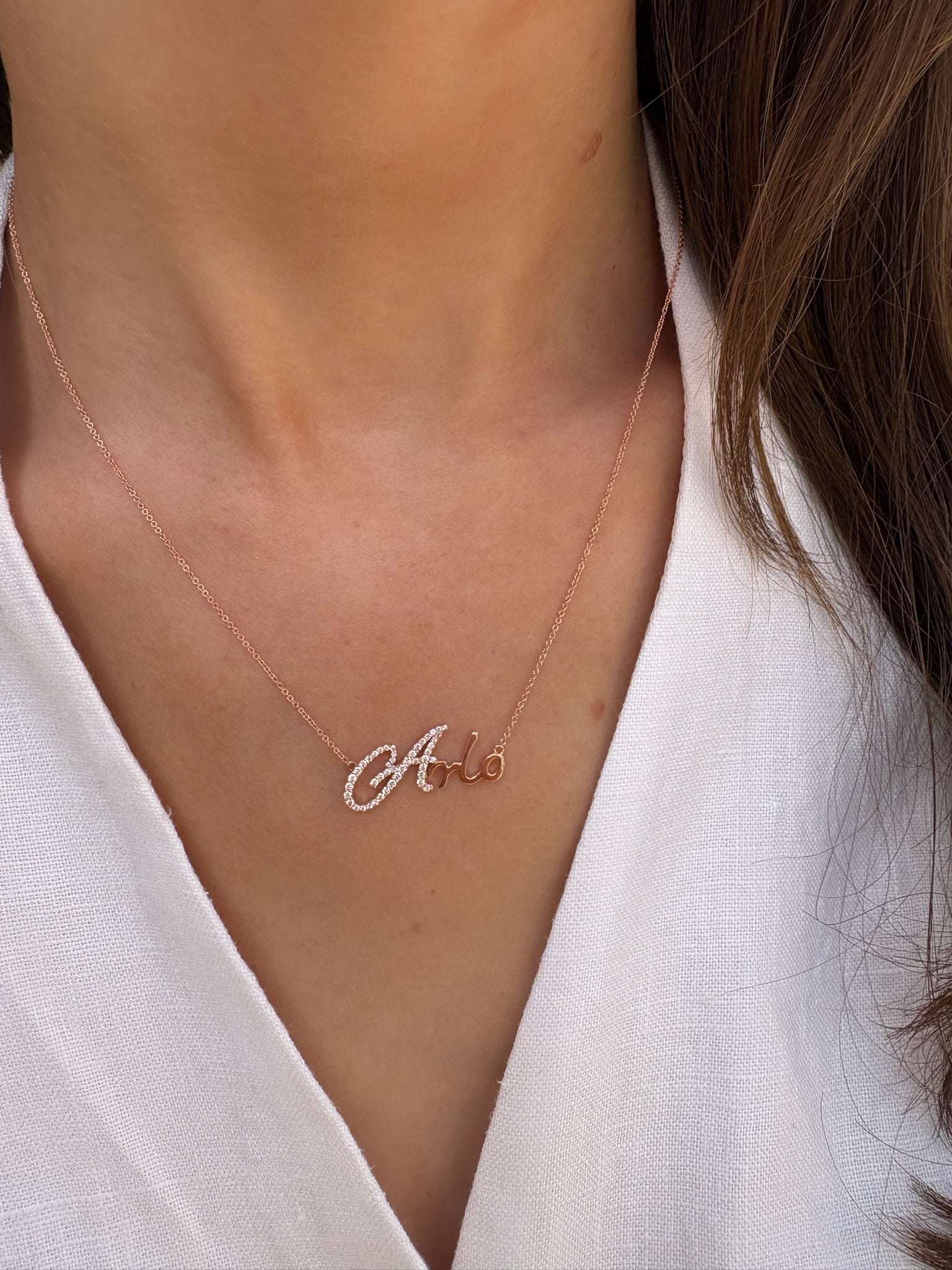 Script Name Necklace with Diamond Accent - Armans Fine Jewellery