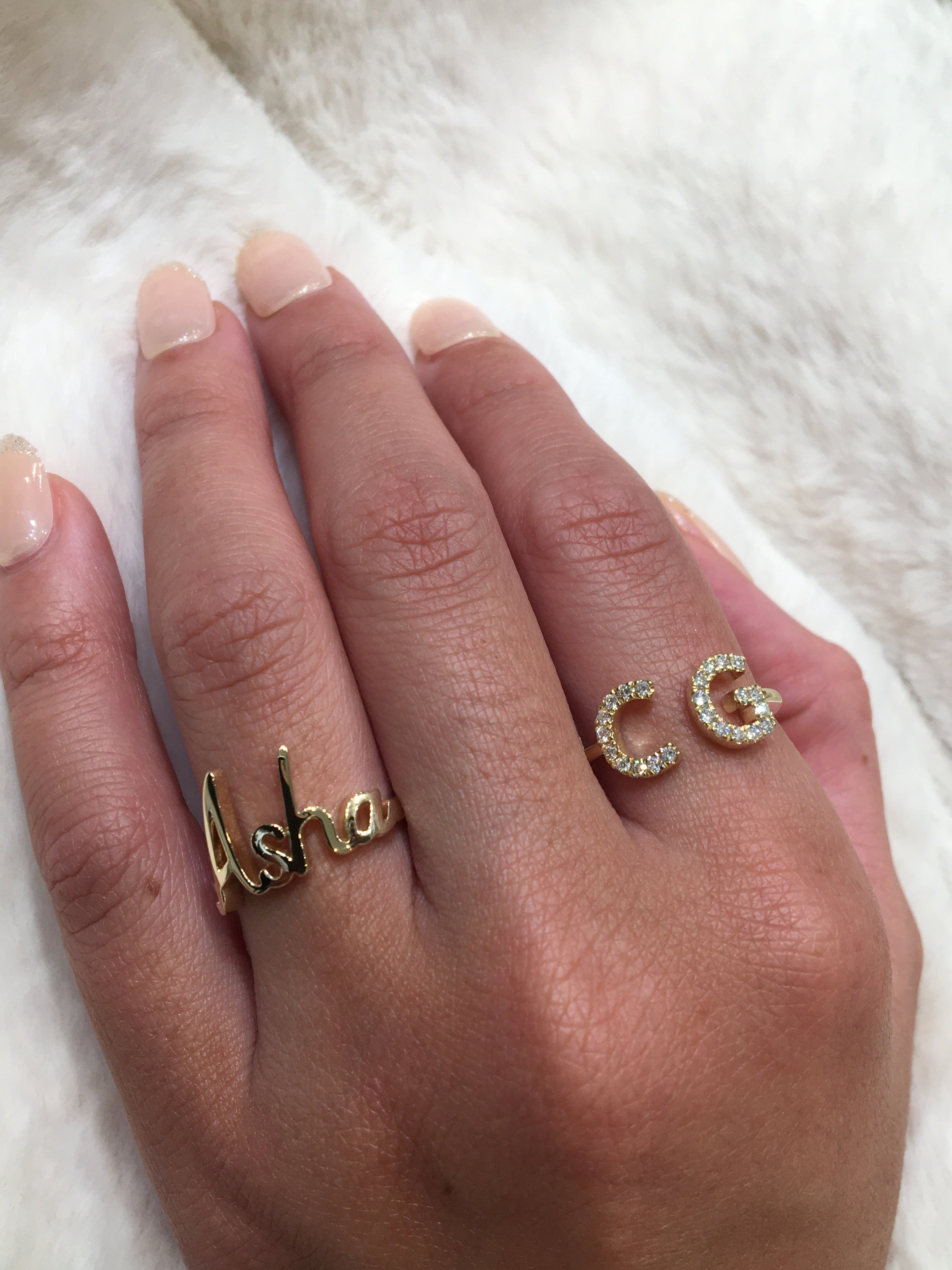 Doublet Initial Split Ring - Armans Fine Jewellery