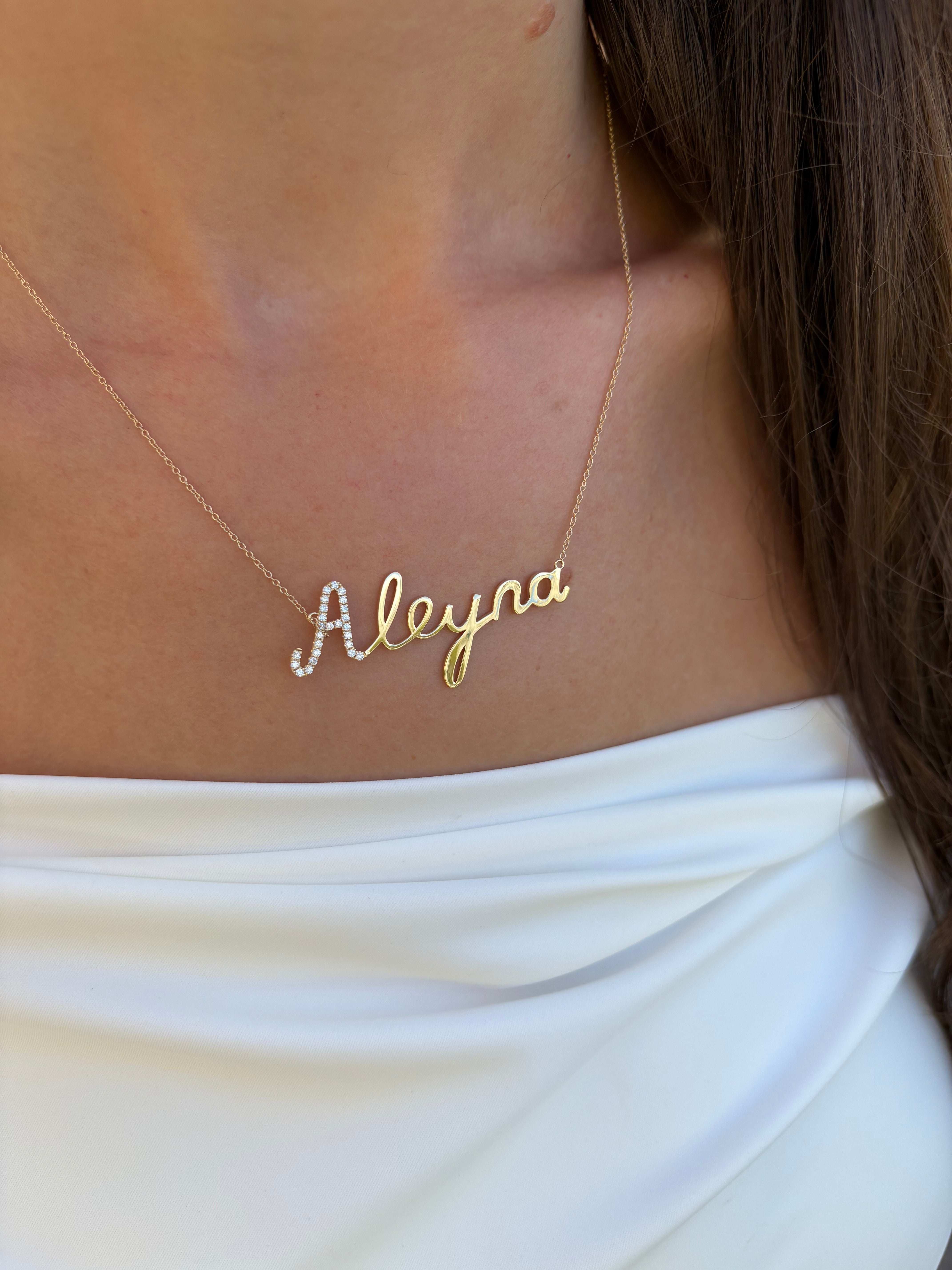 Script Name Necklace with Diamond Accent - Armans Fine Jewellery