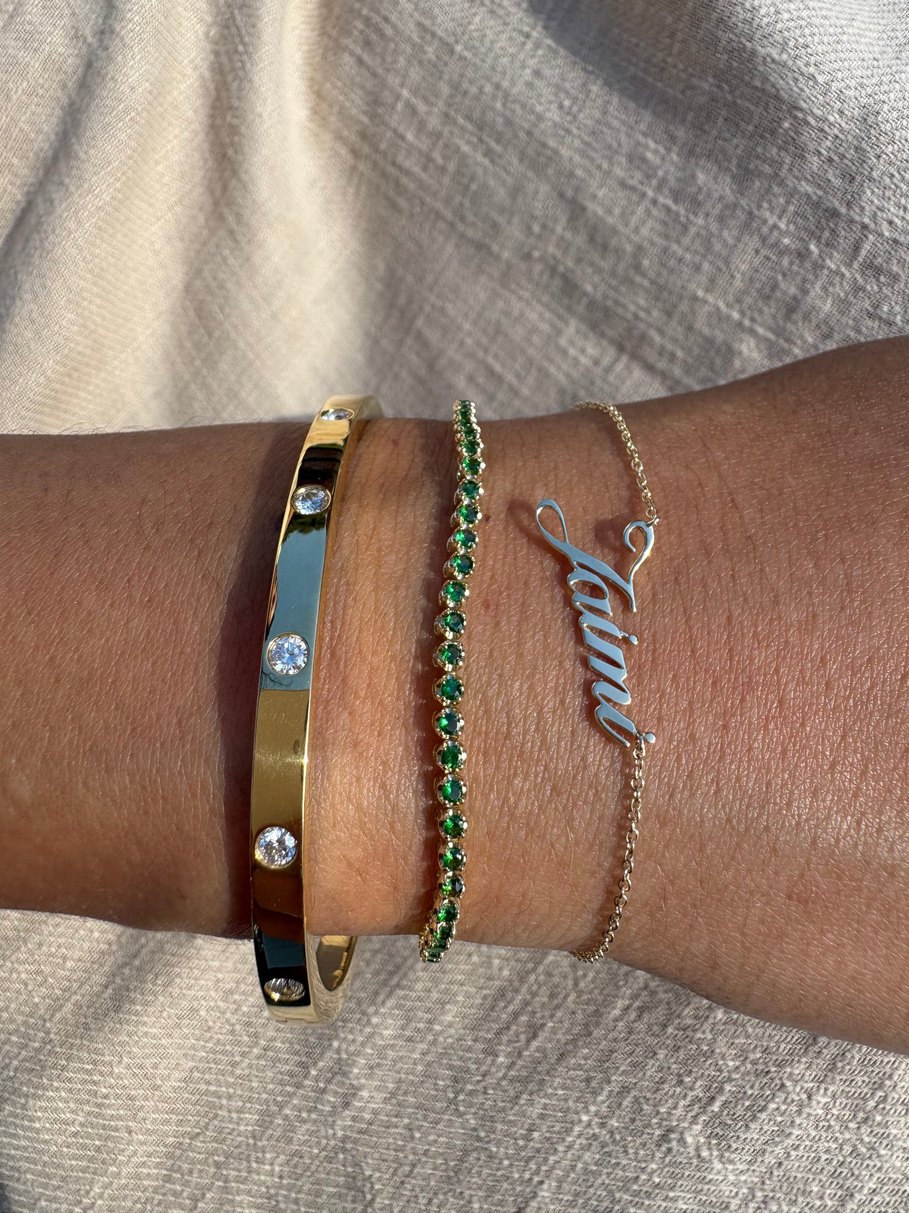 4-Prong Green Emerald Tennis Bracelet - Armans Fine Jewellery