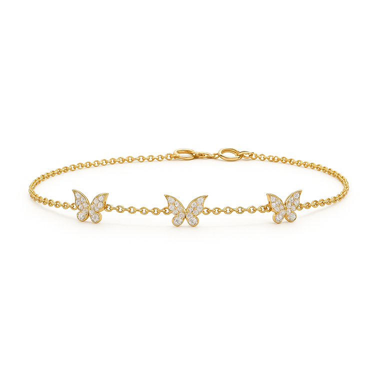 3 Diamond Butterfly Bracelet - Armans Fine Jewellery