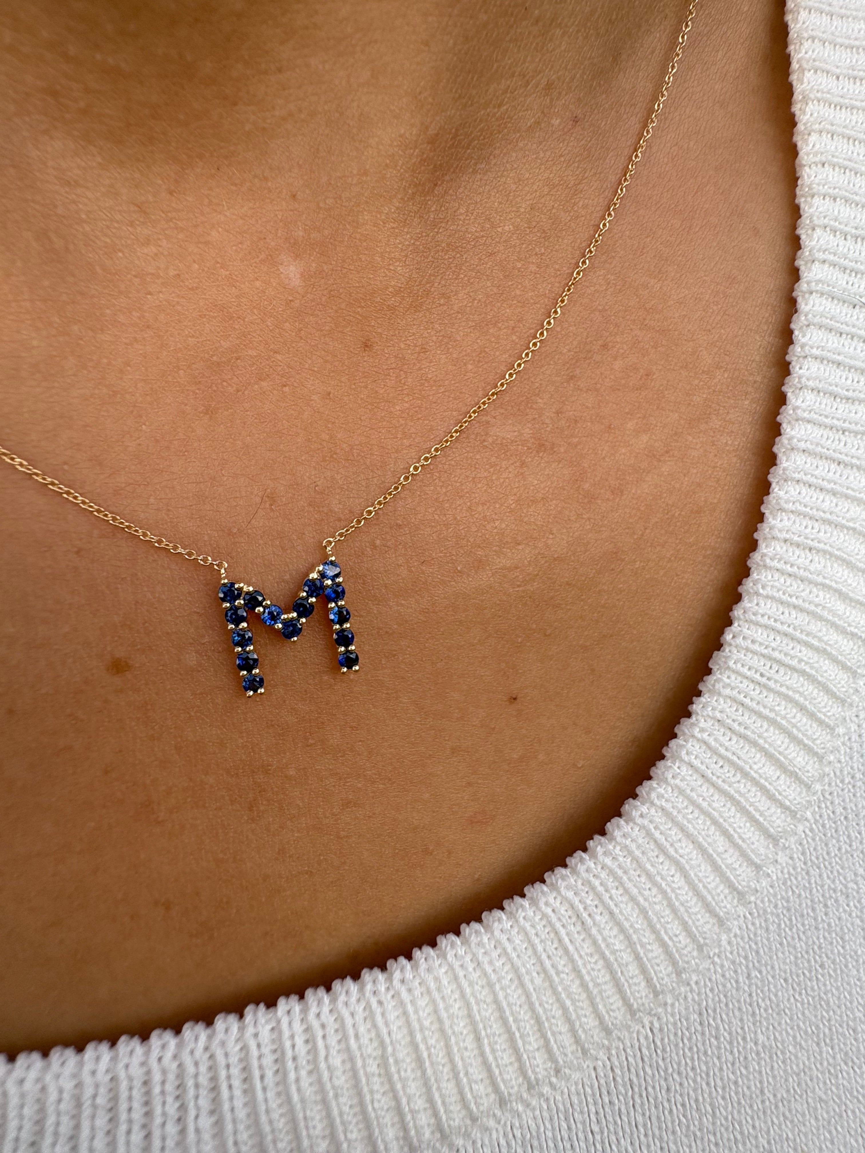 Blue Sapphire Initial Pendant - Armans Fine Jewellery
