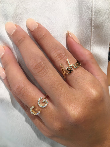 Doublet Initial Split Ring - Armans Fine Jewellery