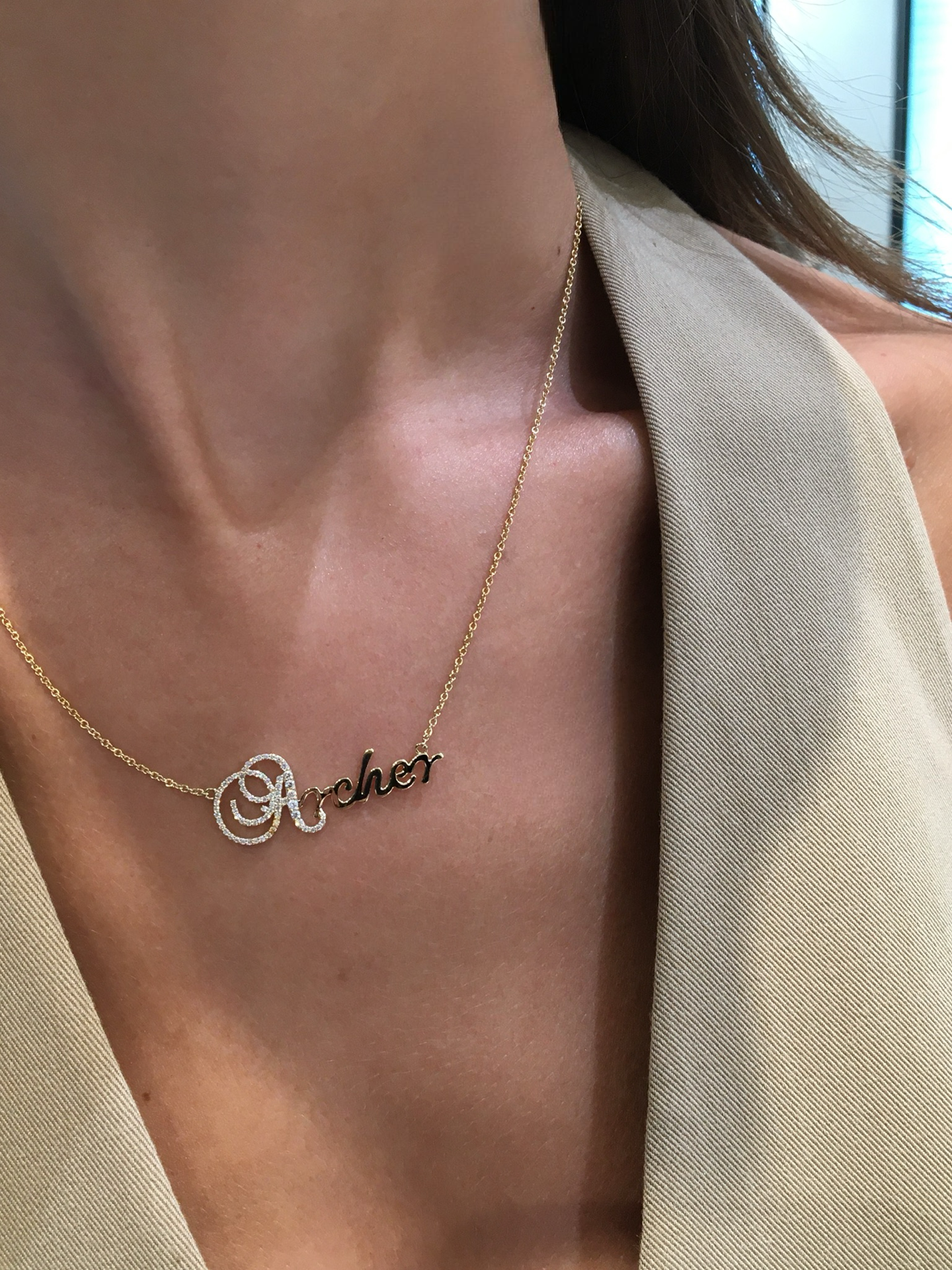 Script Name Necklace with Diamond Accent - Armans Fine Jewellery