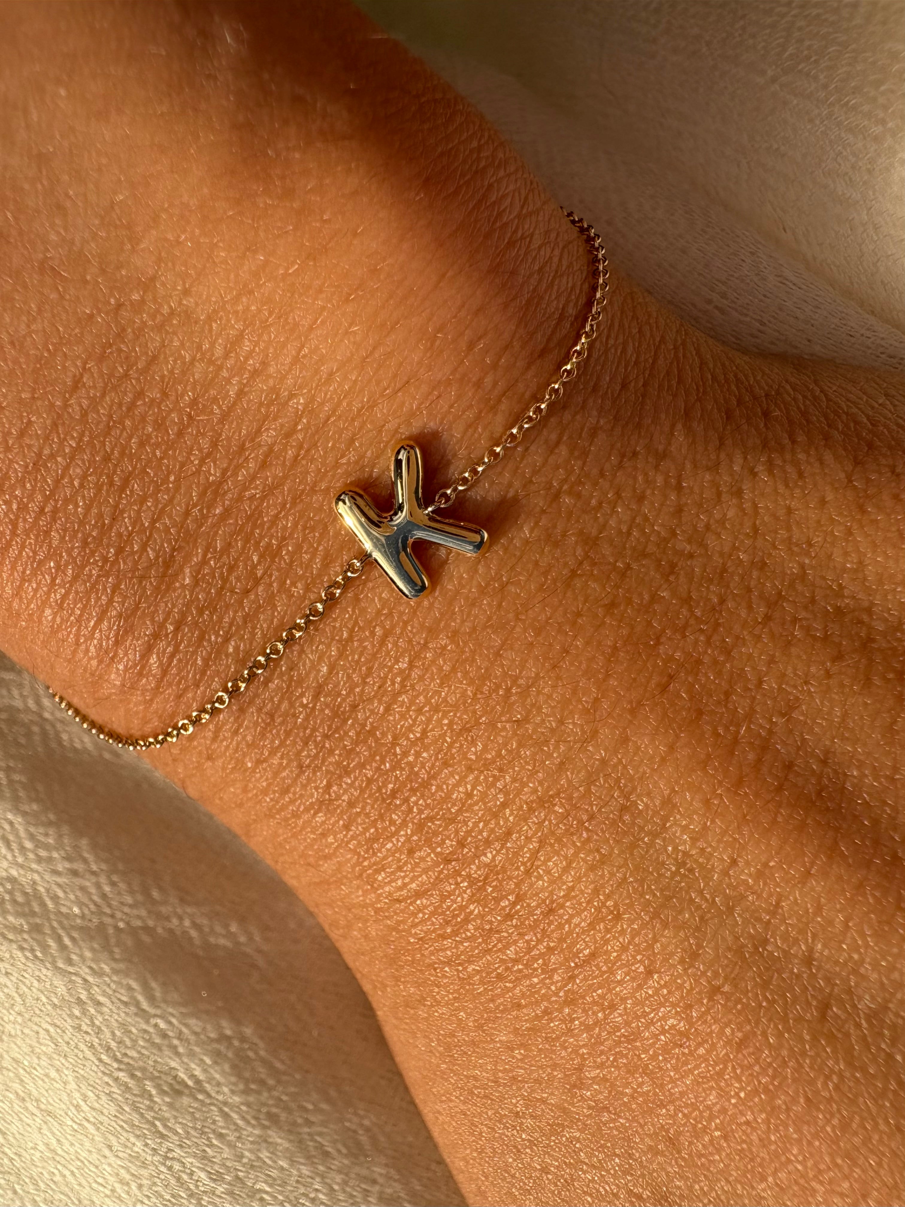 Solid Gold Bubble Initial Bracelet - Armans Fine Jewellery