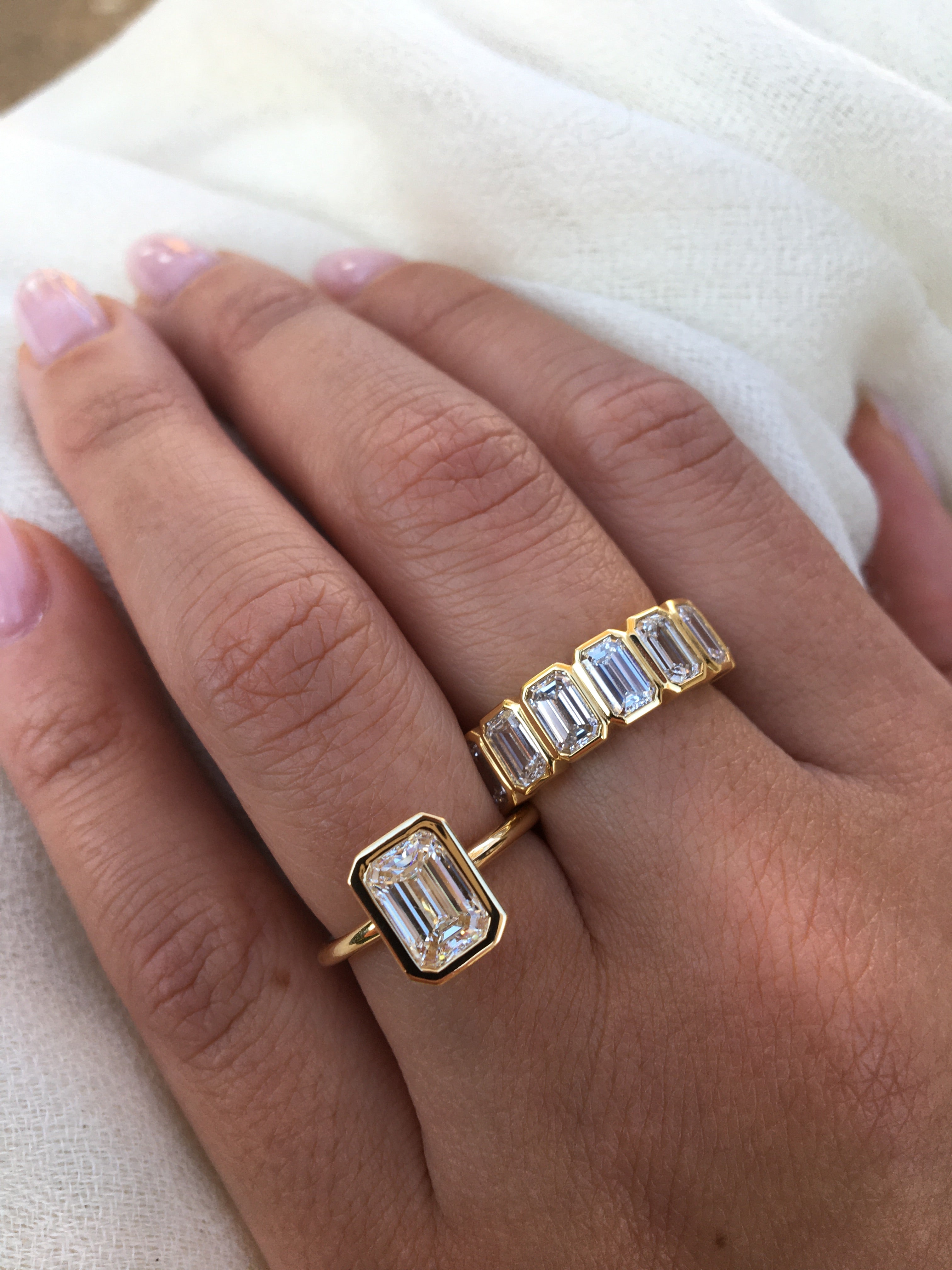 Bezel Set Emerald Engagement Ring - Armans Fine Jewellery