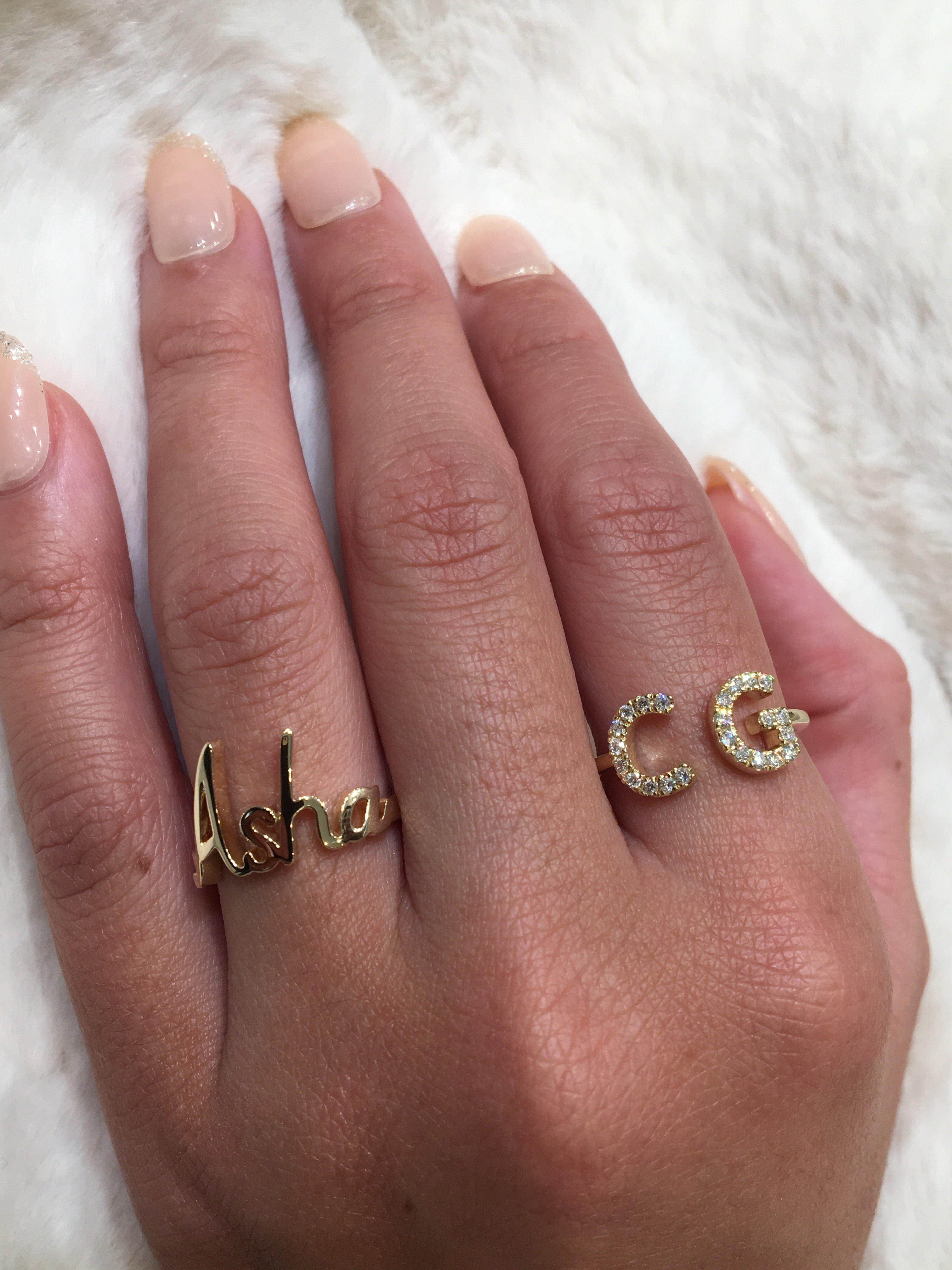 Doublet Initial Split Ring - Armans Fine Jewellery