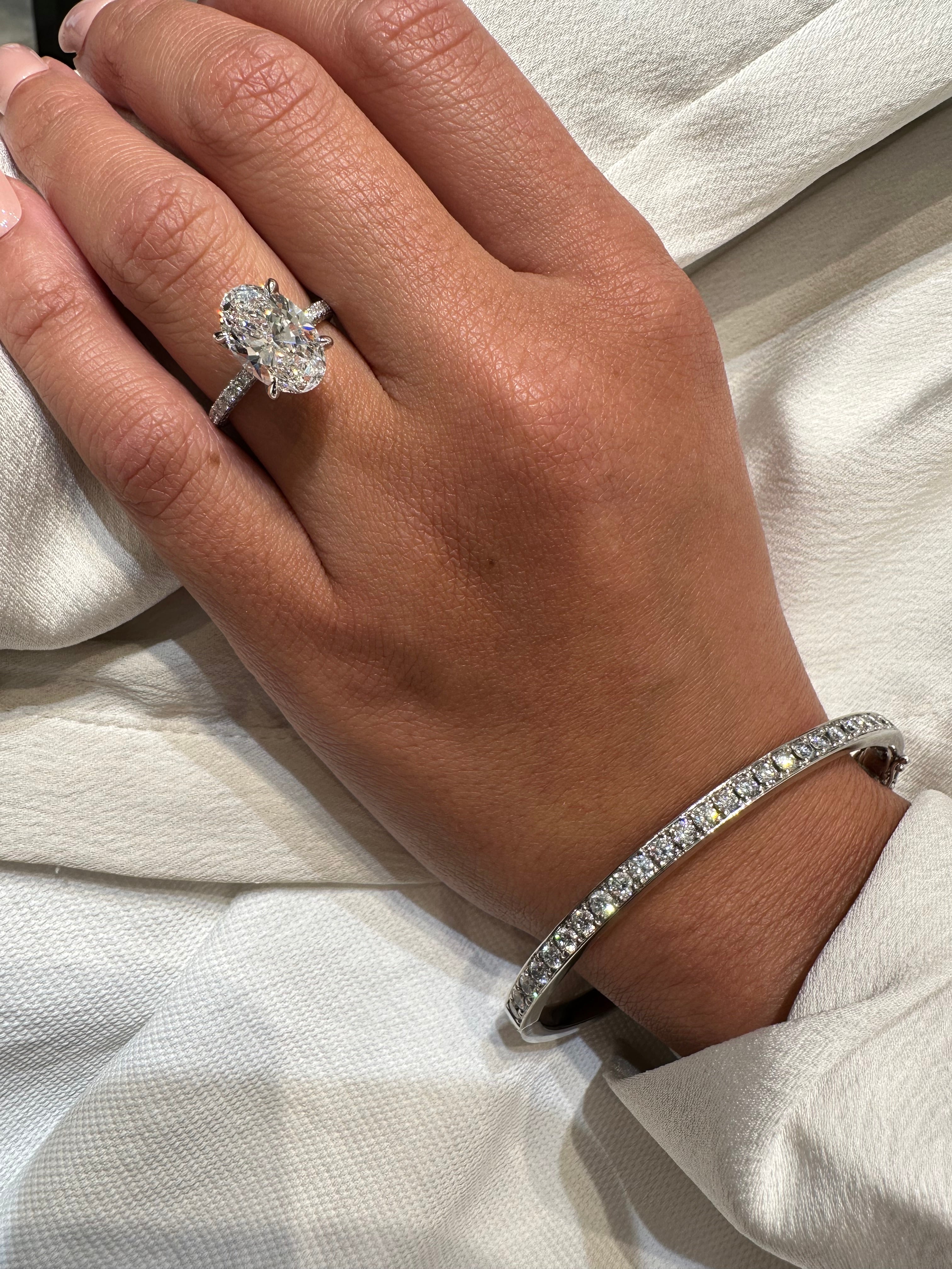 Oval Snow White Lab Grown Engagement Ring - Armans Fine Jewellery