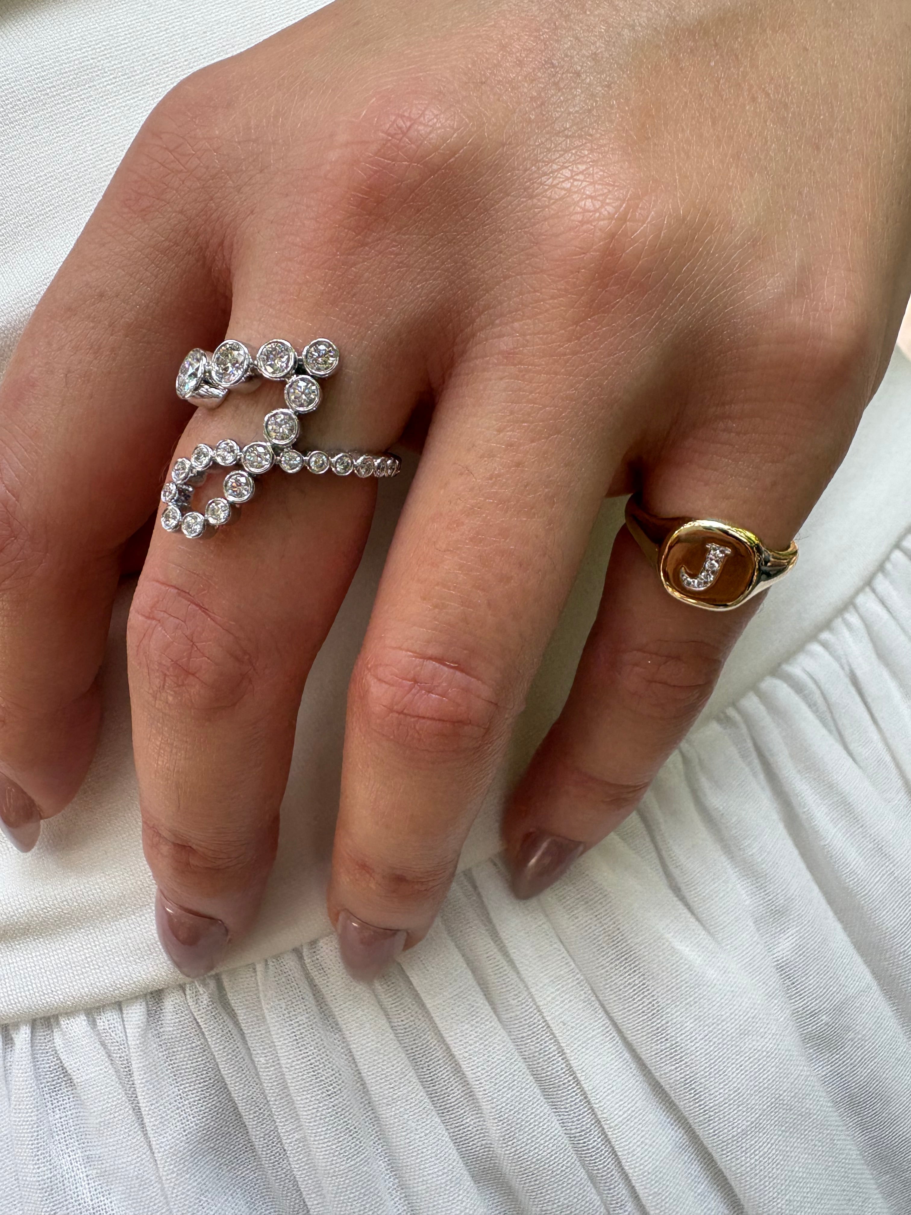 Diamond Initial Pinky Ring - Armans Fine Jewellery