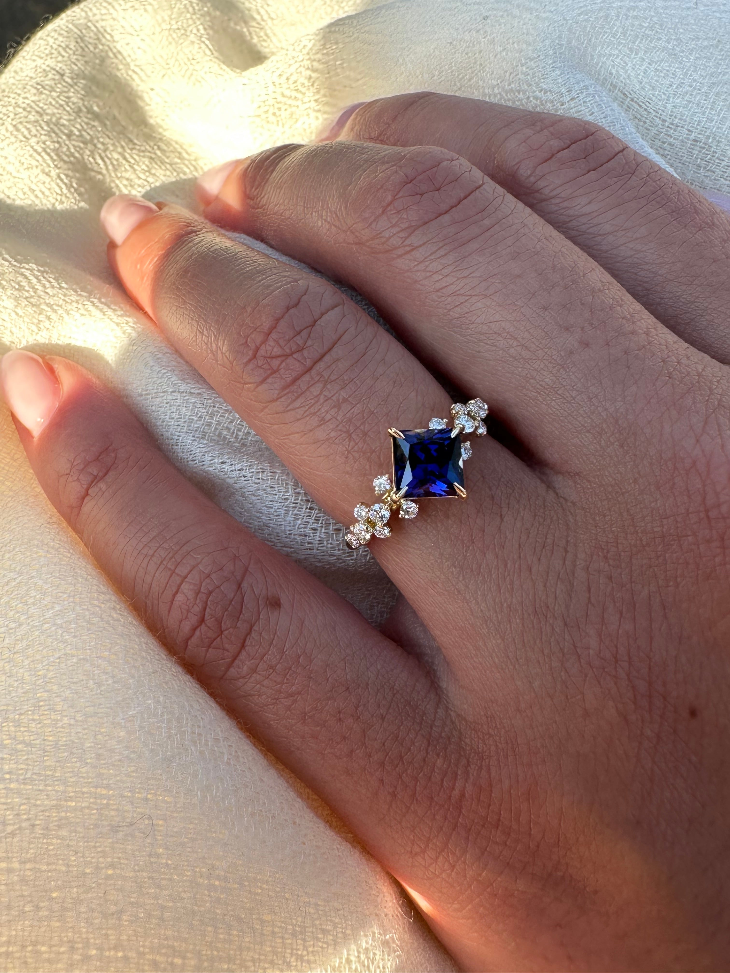 Diamond Petal Blue Sapphire Ring - Armans Fine Jewellery