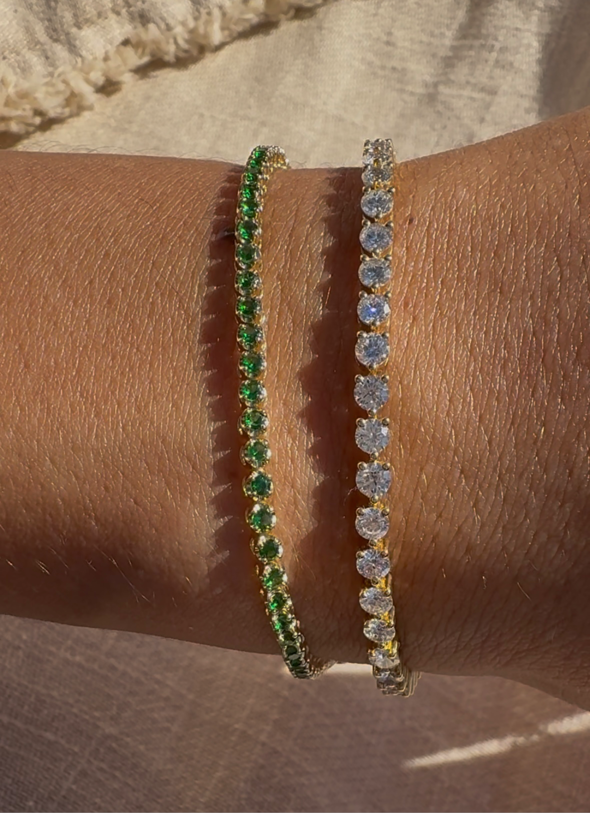 4-Prong Green Emerald Tennis Bracelet - Armans Fine Jewellery