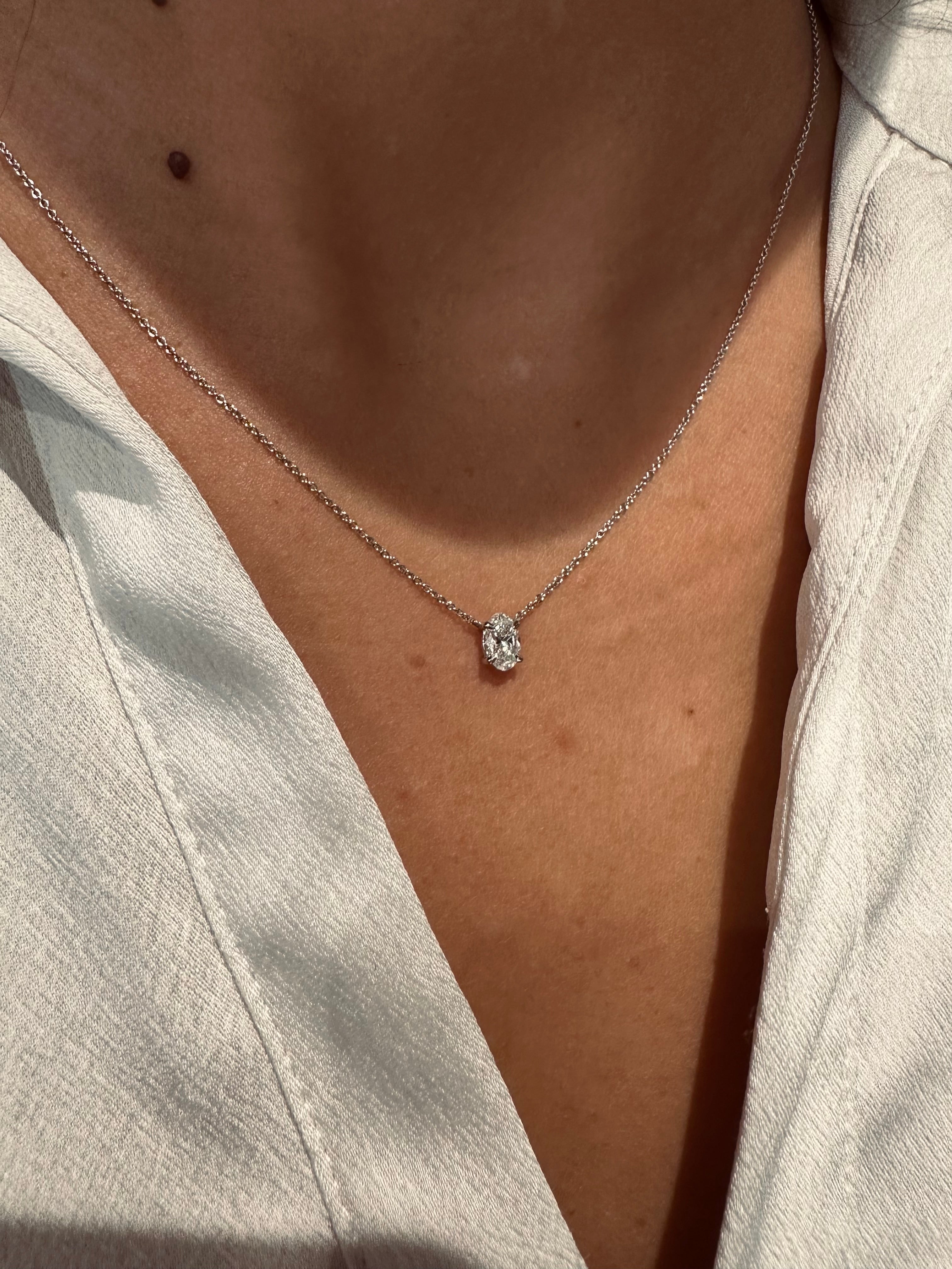 Oval Solitaire Diamond Pendant - Armans Fine Jewellery