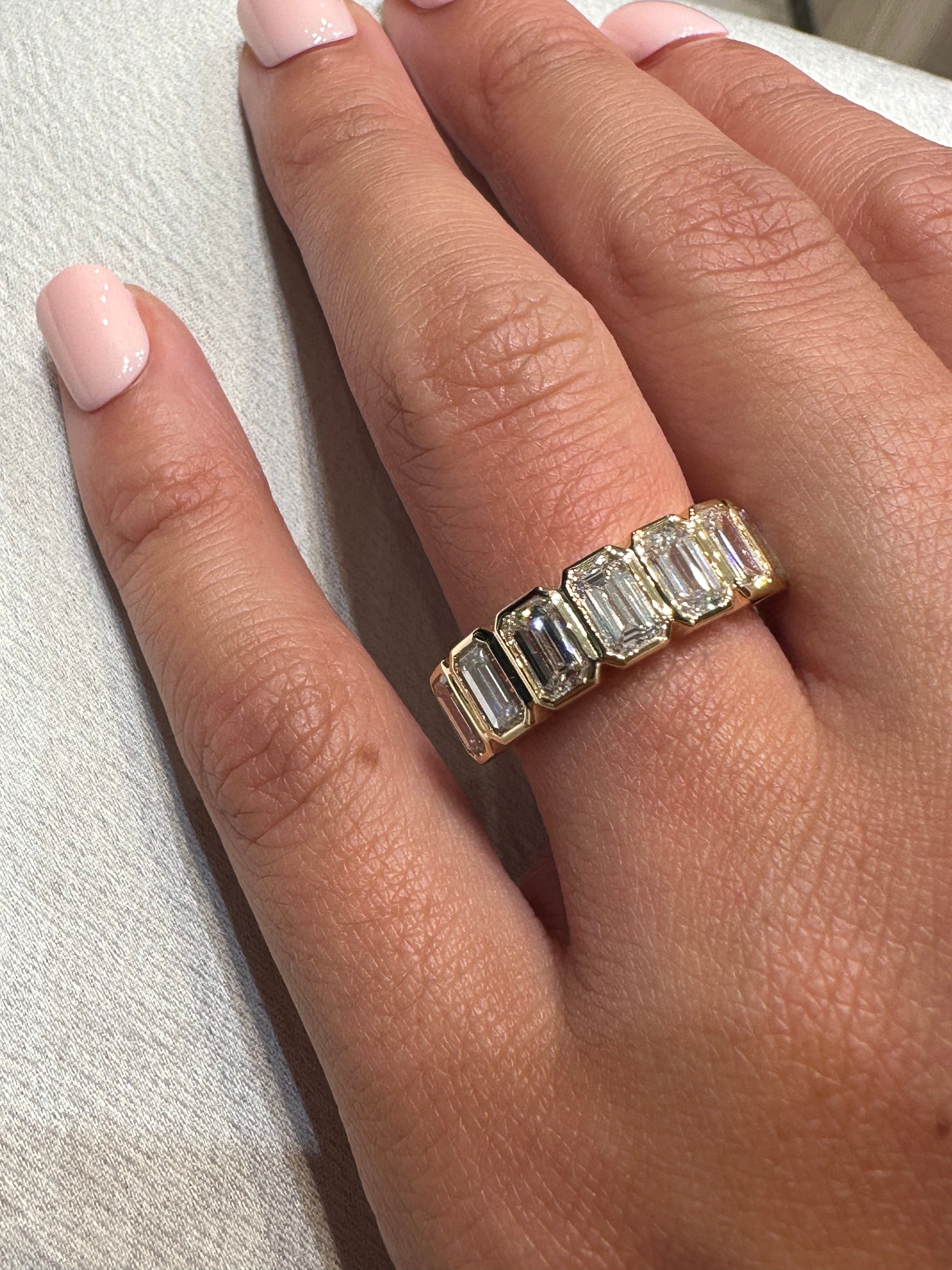 Emerald Bezel Set Half Wedding Band - Armans Fine Jewellery