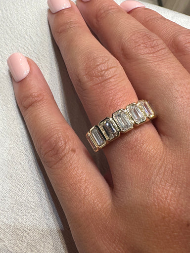 Emerald Bezel Set Half Wedding Band - Armans Fine Jewellery