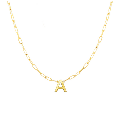 Block Letter Necklace with Paperclip Chain - Armans Fine Jewellery