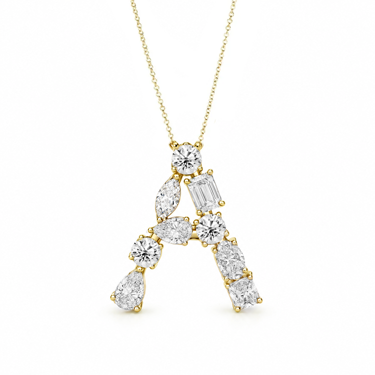 Multi Diamond Initial Necklace