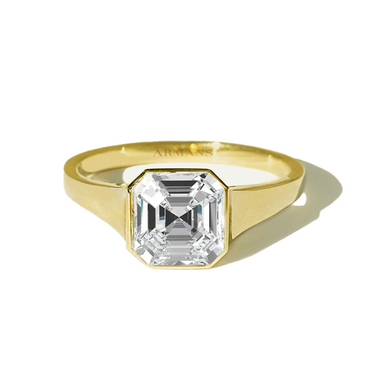 Acacia Bezel Asscher Lab Grown Diamond Engagement Ring - Armans Fine Jewellery