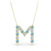 Alternating Aquamarine & Diamond Initial Pendant - Armans Fine Jewellery