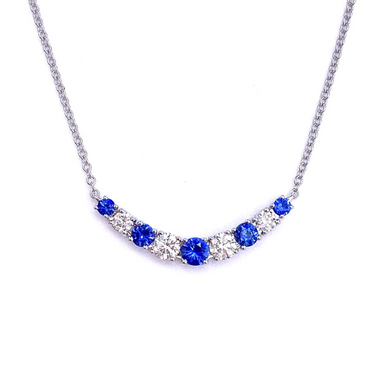 Alternating Blue Sapphire and White Diamond Necklace - Armans Fine Jewellery