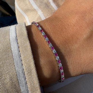 Alternating Pink Sapphire and Diamond Tennis Bracelet - Armans Fine Jewellery