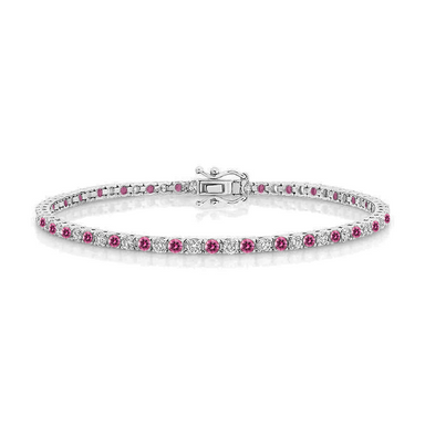 Alternating Pink Sapphire and Diamond Tennis Bracelet - Armans Fine Jewellery