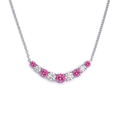 Alternating Pink Sapphire and White Diamond Necklace - Armans Fine Jewellery