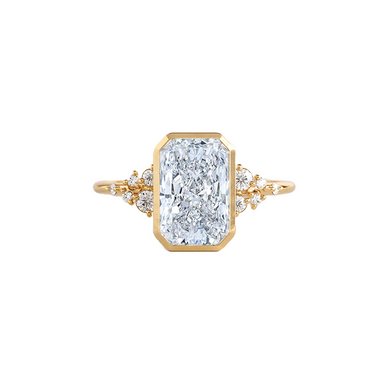Amery Bezel Radiant Engagement Ring with Round Side Stones - Armans Fine Jewellery