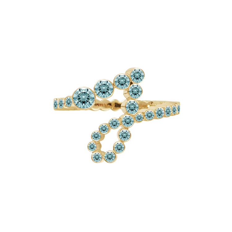Aquamarine Bubble Initial Ring