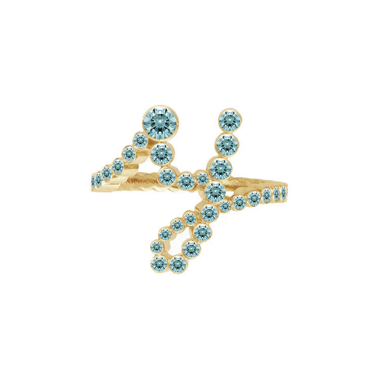 Aquamarine Bubble Initial Ring