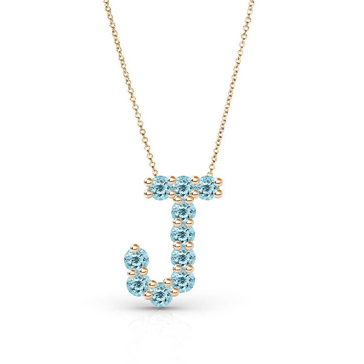 Aquamarine Initial Pendant - Armans Fine Jewellery