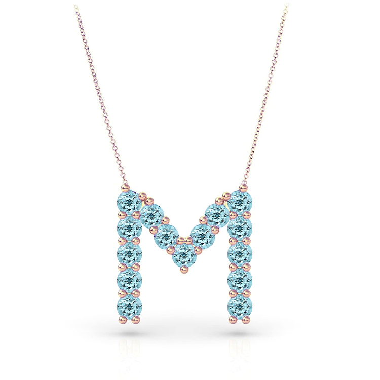 Aquamarine Initial Pendant - Armans Fine Jewellery