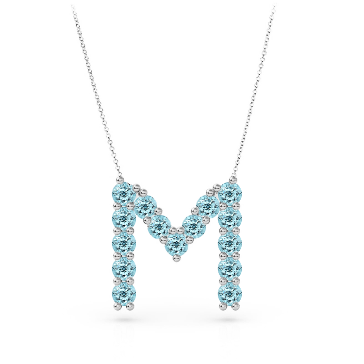 Aquamarine Initial Pendant - Armans Fine Jewellery