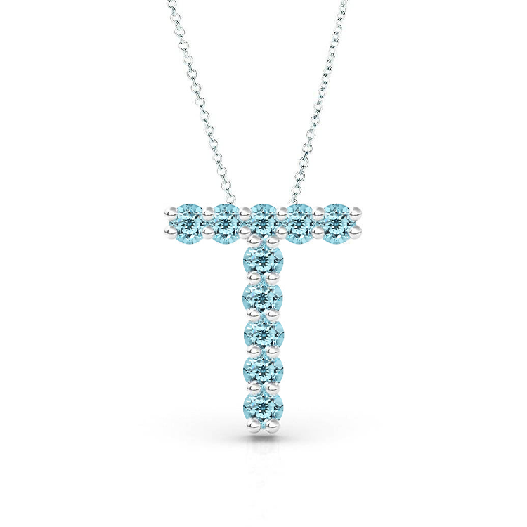 Aquamarine Initial Pendant - Armans Fine Jewellery
