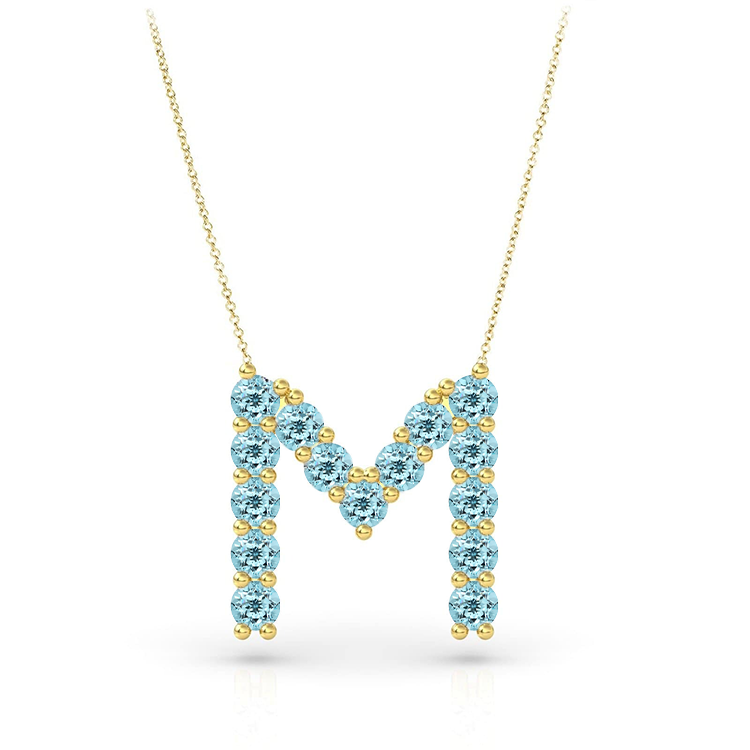 Aquamarine Initial Pendant - Armans Fine Jewellery