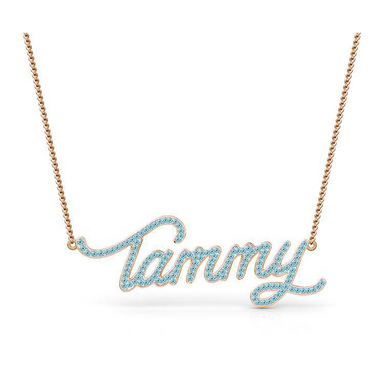 Aquamarine Name Necklace - Armans Fine Jewellery