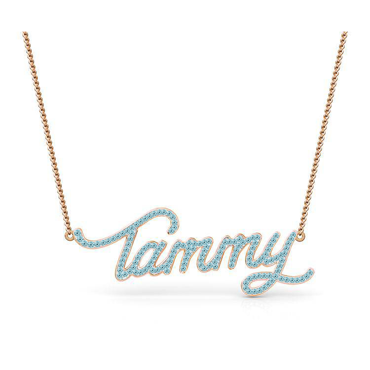 Aquamarine Name Necklace - Armans Fine Jewellery