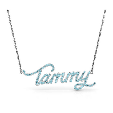 Aquamarine Name Necklace - Armans Fine Jewellery