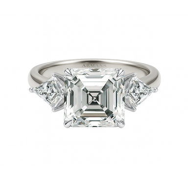 Asscher Cut Kite Trilogy Engagement Ring - Armans Fine Jewellery