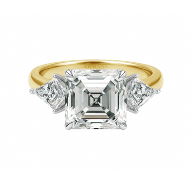 Asscher Cut Kite Trilogy Engagement Ring - Armans Fine Jewellery