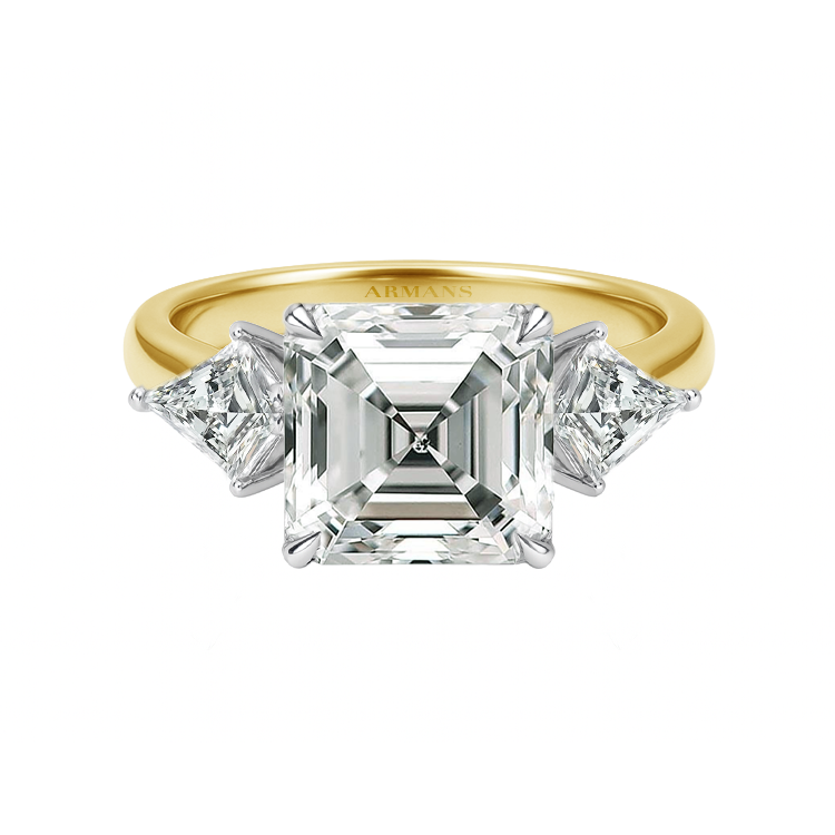 Asscher Cut Kite Trilogy Lab Grown Engagement Ring - Armans Fine Jewellery