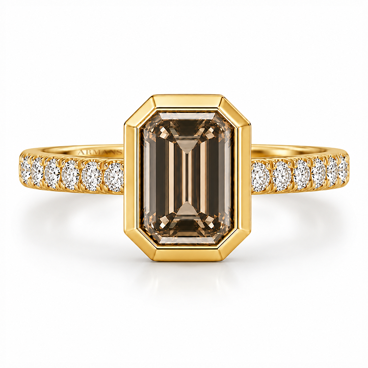 Aurelia Chocolate Emerald Lab Grown Diamond Engagement Ring