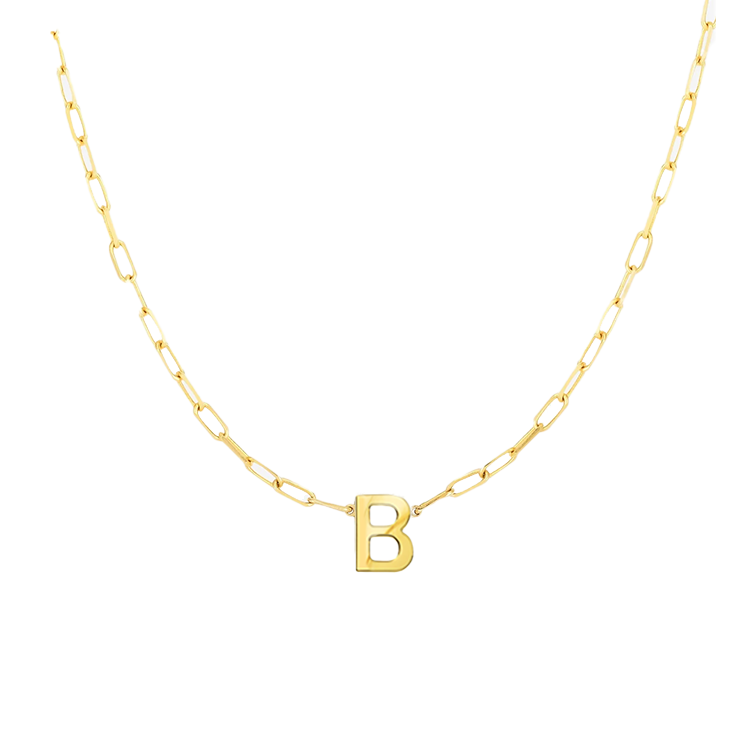 Block Letter Necklace with Paperclip Chain - Armans Fine Jewellery