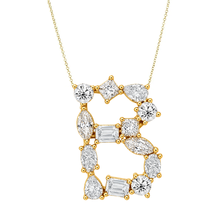 Multi Diamond Initial Necklace
