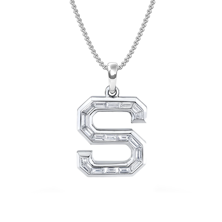 Baguette Diamond Initial Pendant - Armans Fine Jewellery