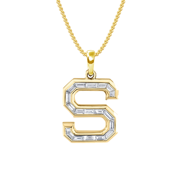 Baguette Diamond Initial Pendant - Armans Fine Jewellery