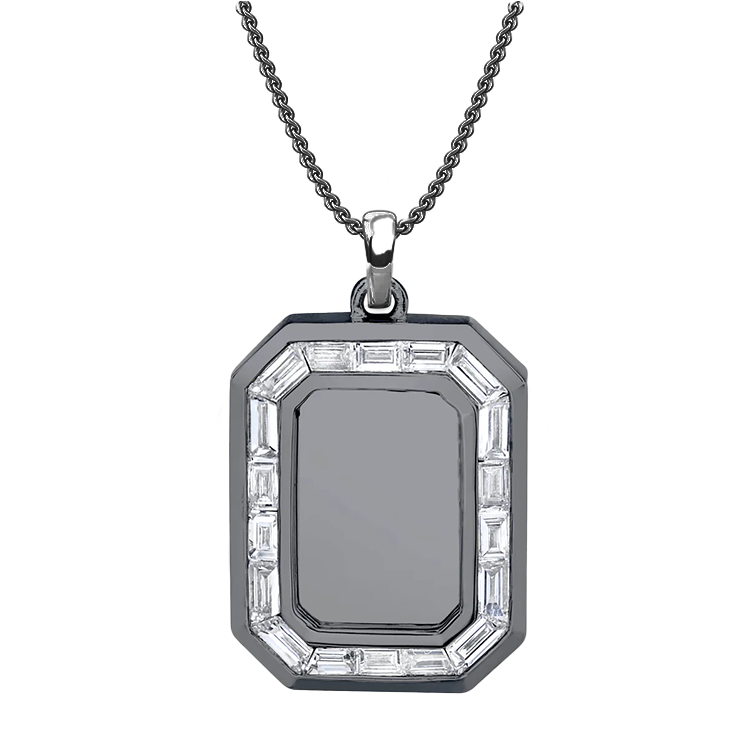 Men's Baguette Diamond Nameplate Necklace - Armans Fine Jewellery