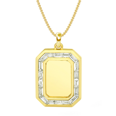 Men's Baguette Diamond Nameplate Necklace - Armans Fine Jewellery